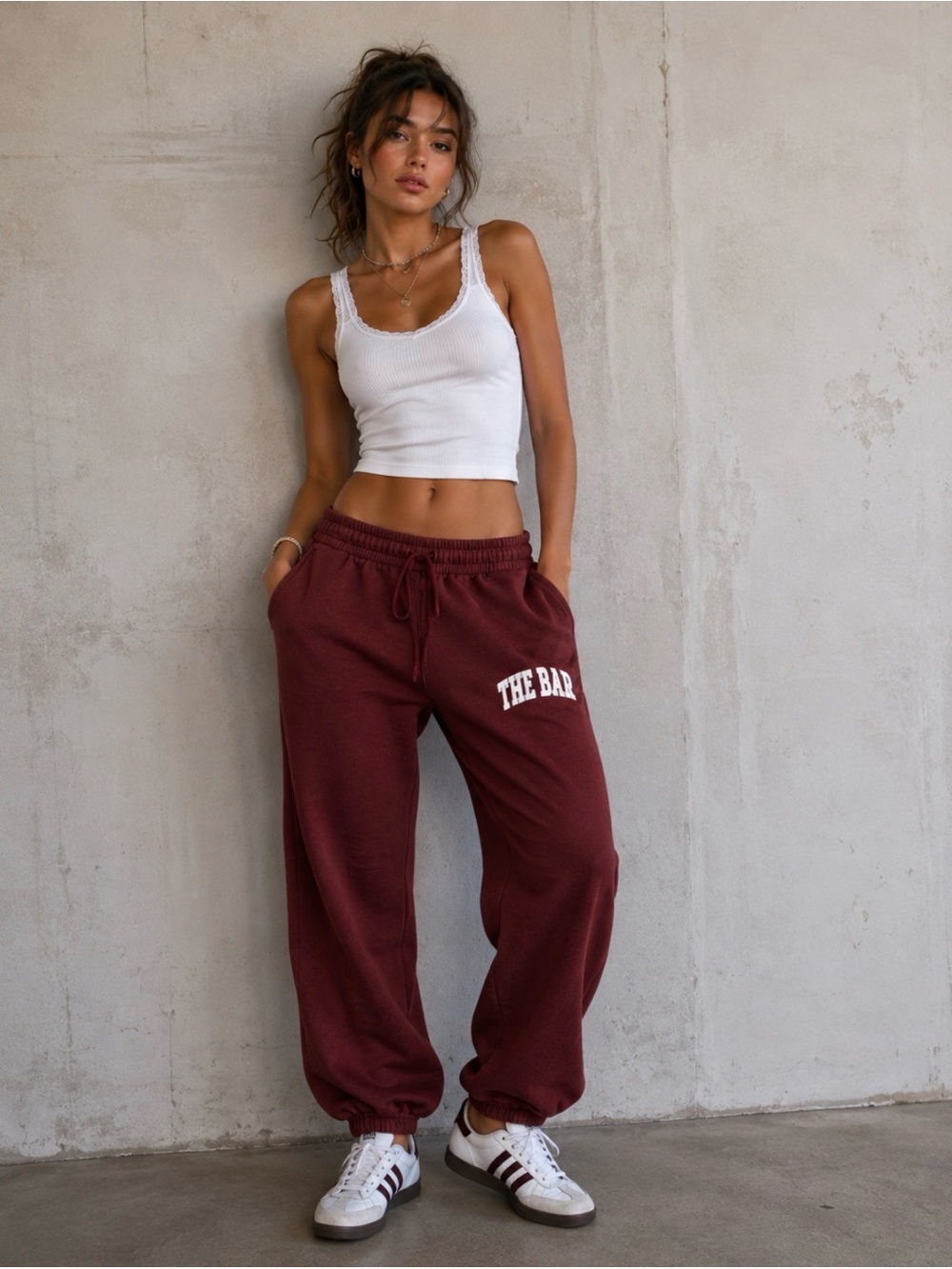 THE BAR Varsity Sweatpants – Maroon / Burgundy (Sold Out Color) – Size M
